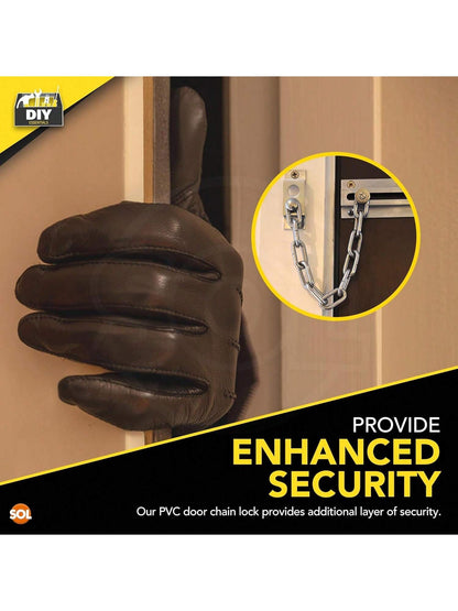 SOL 4pk Chrome Door Chain Kit – Restrictor For Front Door – Heavy-Duty Door Safety Chain Lock For Home Security, Added Protection, Peace Of Mind, Durable Metal Construction, And Easy Installation