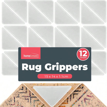 SOL 12pk Rug Grippers For Wooden, Laminate, Vinyl & Hard Floors – Anti Slip Underlay Pads – Strong Carpet Holders For Mats & Rugs – Non Slip Alternative To Tape For Secure Grip & Floor Protection