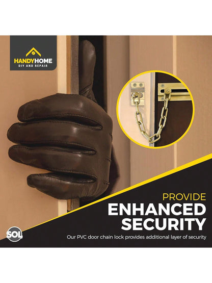 SOL 2pk Brass Door Chain Kit – Restrictor For Front Door – Heavy-Duty Door Safety Chain Lock For Home Security, Added Protection, Peace Of Mind, Durable Metal Construction, And Easy Installation