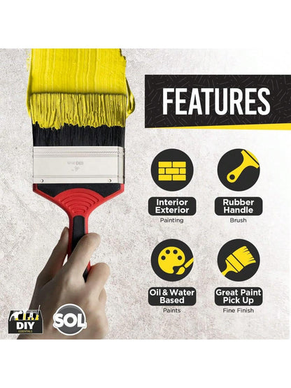SOL 2pk 4" Paint Brush – Large Paint Brushes For Interior & Exterior Painting – Ideal For Fences, Decking, Sheds & Outdoor Use