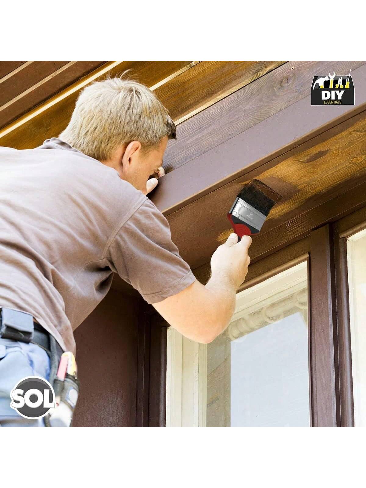 SOL 2pk 4" Paint Brush – Large Paint Brushes For Interior & Exterior Painting – Ideal For Fences, Decking, Sheds & Outdoor Use