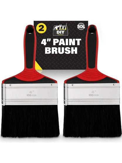 SOL 2pk 4" Paint Brush – Large Paint Brushes For Interior & Exterior Painting – Ideal For Fences, Decking, Sheds & Outdoor Use