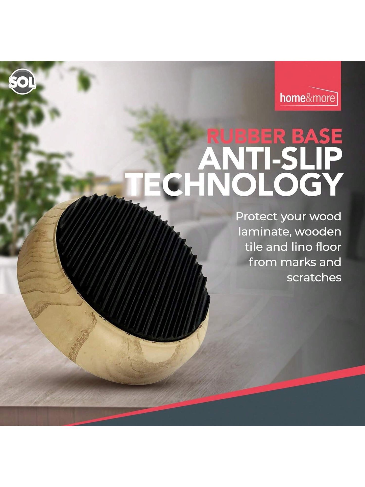 SOL 12pk Rubber Case Castor Cups - Non-Slip Caster Cups To Protect Wooden Floors And Carpets - Floor Protectors For Furniture Legs, Chairs, Tables, Sofas & Heavy Furniture