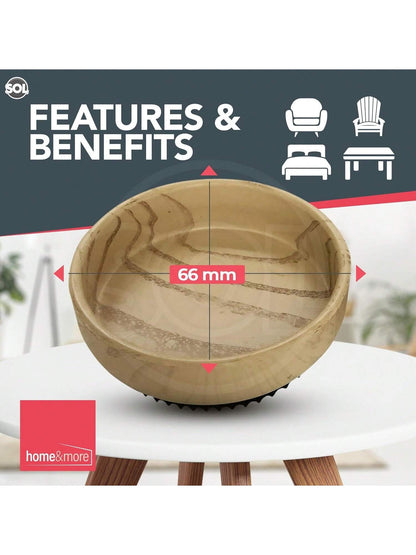 SOL 12pk Rubber Case Castor Cups - Non-Slip Caster Cups To Protect Wooden Floors And Carpets - Floor Protectors For Furniture Legs, Chairs, Tables, Sofas & Heavy Furniture