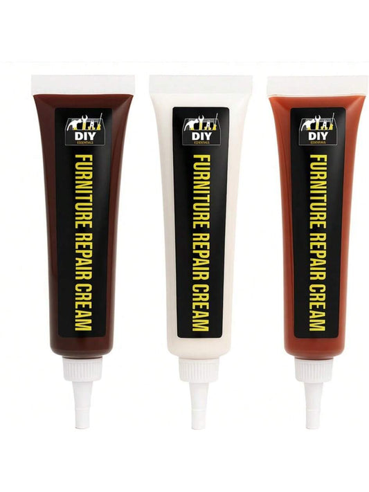 SOL 60g Furniture Repair Cream – 3pk 20g White, Sapele And Cedar Colour Wood Scratch Remover For Tables, Cabinets And Flooring – Surface Restorer For Marks, Scuffs And Wood Touch-Ups In Home Or Office