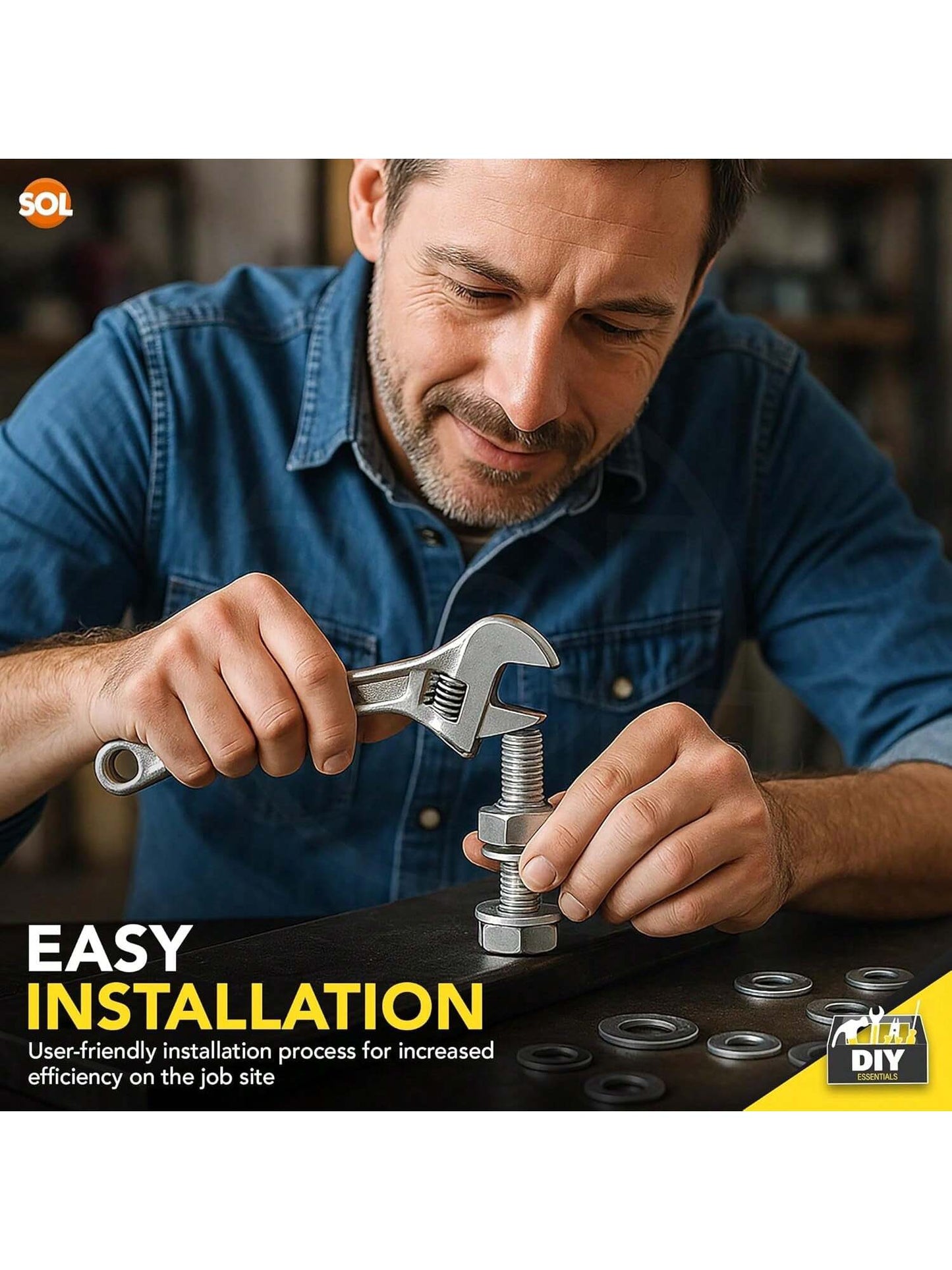 SOL 500pk Flat & Cushion Washers Set – Includes M4, M5, M6, M8, M10, M12 – Stainless Steel Spacers For Screws, Bolts, Nuts, DIY, Plumbing, Automotive, Machinery, Construction & Repair Projects