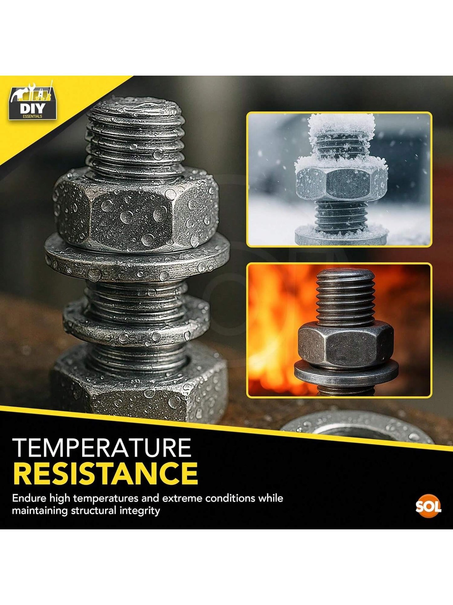 SOL 500pk Flat & Cushion Washers Set – Includes M4, M5, M6, M8, M10, M12 – Stainless Steel Spacers For Screws, Bolts, Nuts, DIY, Plumbing, Automotive, Machinery, Construction & Repair Projects