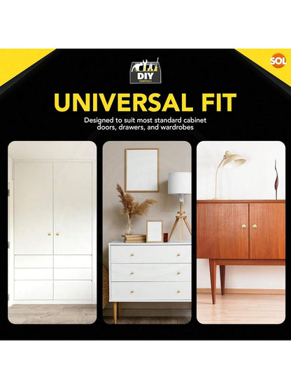 SOL 4pcs Gold Tone Brass Round Cabinet Knobs With Screws – Elegant Kitchen Cupboard Handles – Durable & Rust-Resistant Drawer Pulls – Classic Design For Wardrobes, Drawers & Furniture Restoration