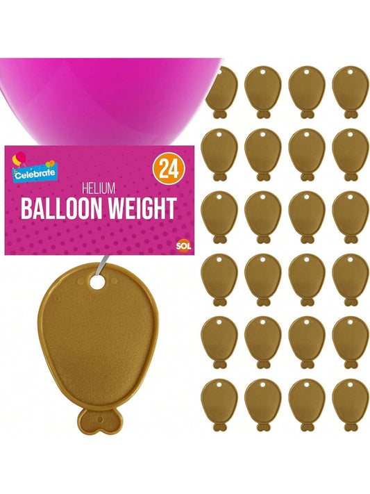 SOL 24pk Helium Balloon Weights - Gold Plastic Party Accessories - Perfect For Securing Balloons At Birthdays, Weddings, New Year - Heavy Duty 205g Weights For Decorations And Large Celebrations