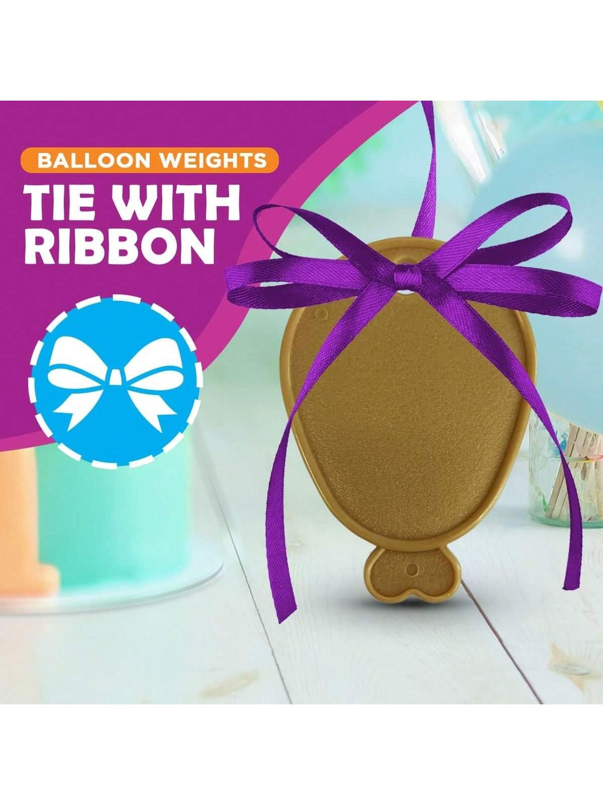 SOL 24pk Helium Balloon Weights - Gold Plastic Party Accessories - Perfect For Securing Balloons At Birthdays, Weddings, New Year - Heavy Duty 205g Weights For Decorations And Large Celebrations