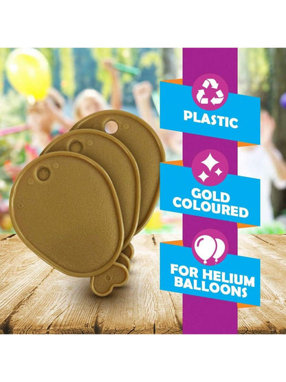 SOL 24pk Helium Balloon Weights - Gold Plastic Party Accessories - Perfect For Securing Balloons At Birthdays, Weddings, New Year - Heavy Duty 205g Weights For Decorations And Large Celebrations