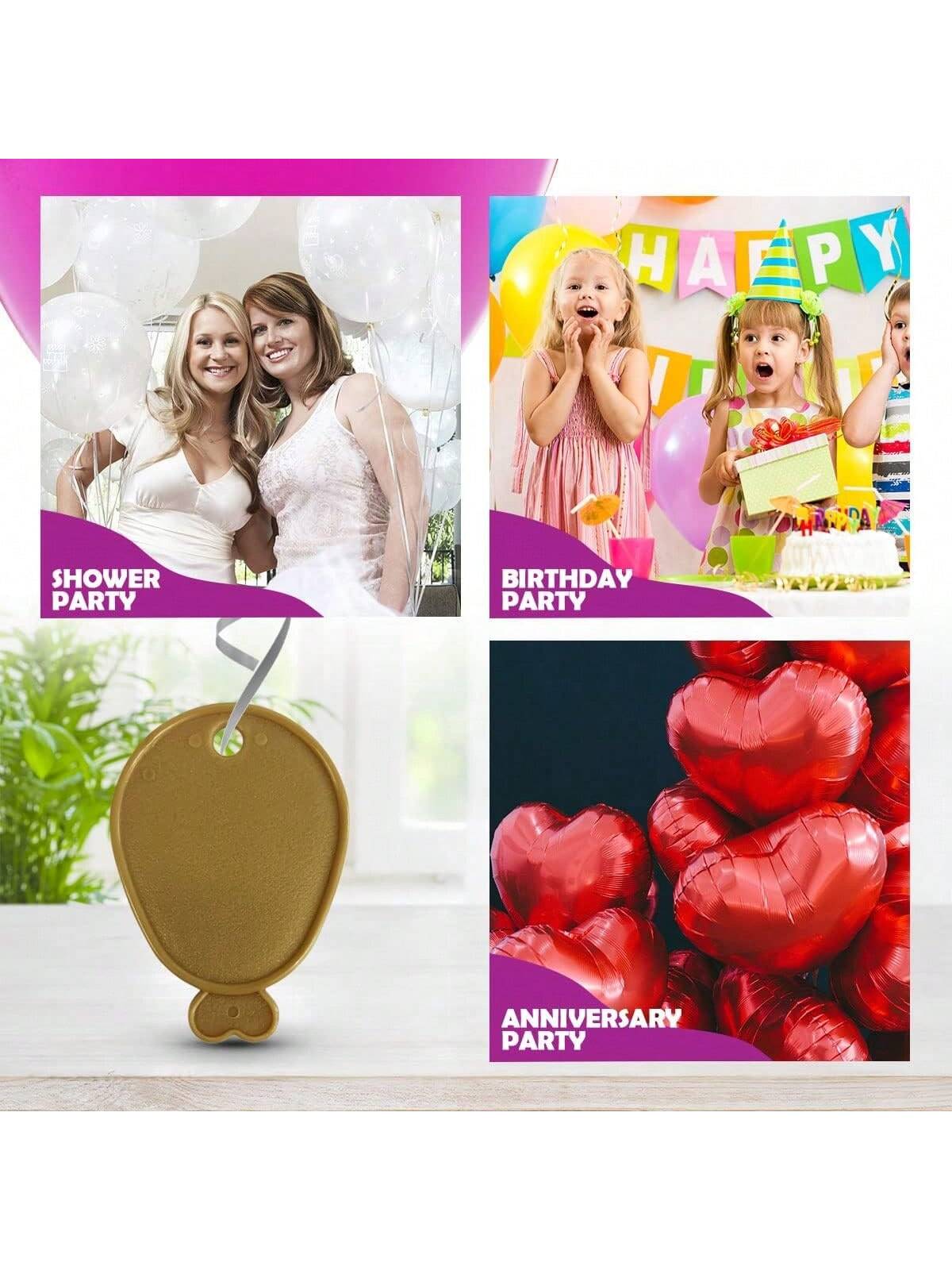 SOL 24pk Helium Balloon Weights - Gold Plastic Party Accessories - Perfect For Securing Balloons At Birthdays, Weddings, New Year - Heavy Duty 205g Weights For Decorations And Large Celebrations