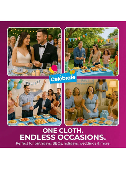 SOL 4pk Long Blue Table Cloth Party 274x137cm Plastic Cover Disposable Tablecloths For Parties - Spill Protection - Great For Weddings, Buffets, Catering, Restaurants, Outdoor Events & Celebrations