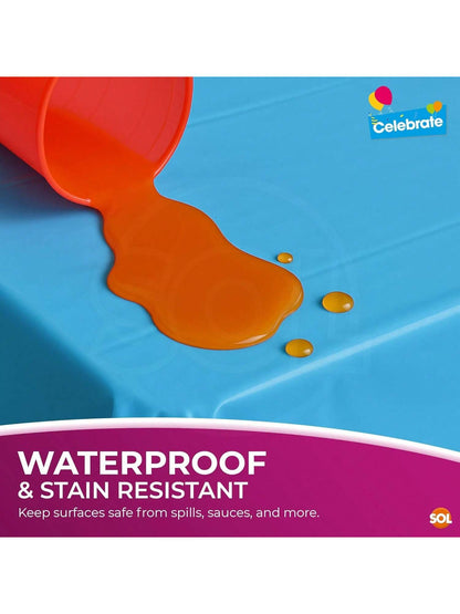 SOL 4pk Long Blue Table Cloth Party 274x137cm Plastic Cover Disposable Tablecloths For Parties - Spill Protection - Great For Weddings, Buffets, Catering, Restaurants, Outdoor Events & Celebrations