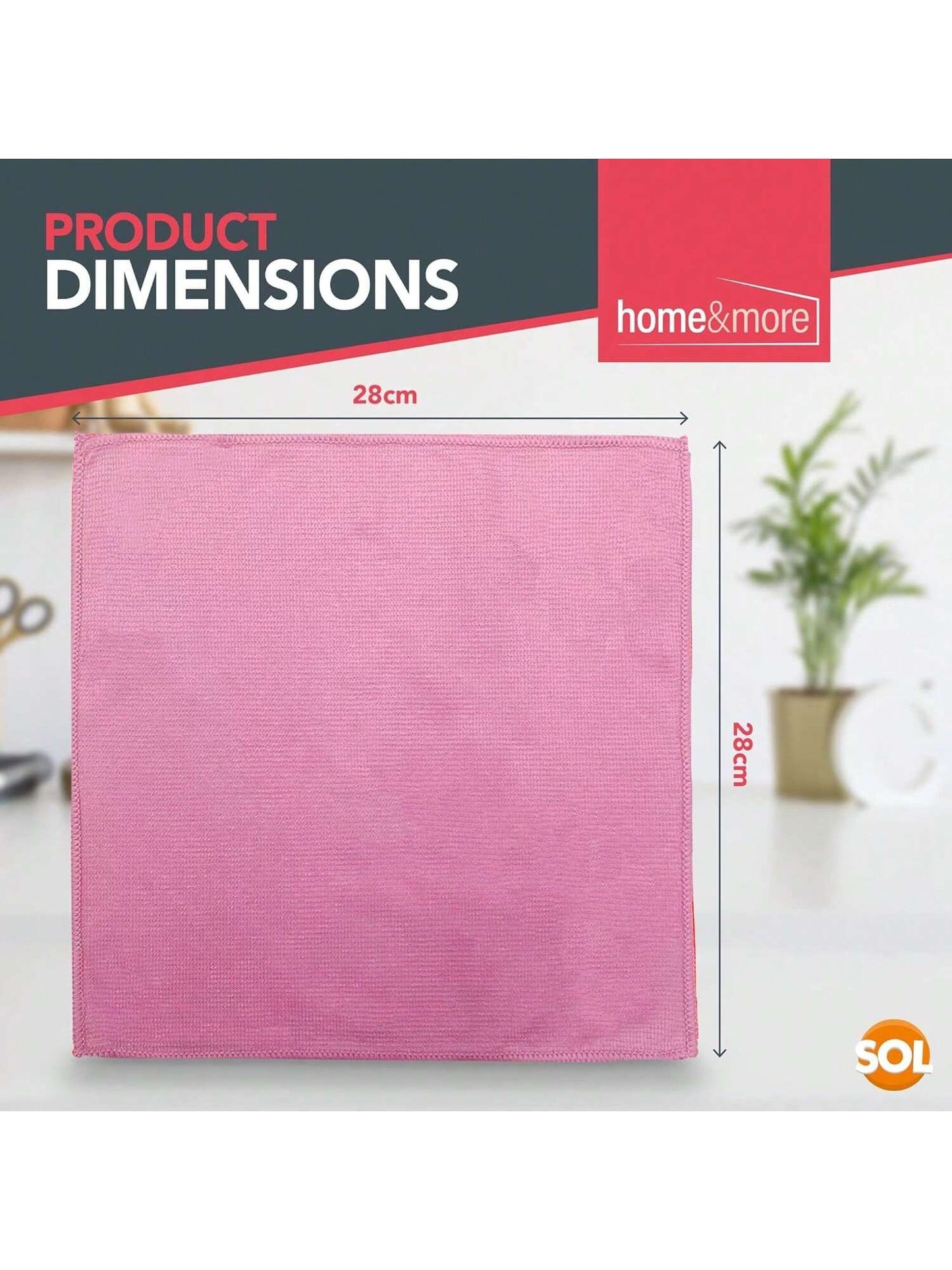 SOL 20pk Microfibre Cloths For Cleaning, 28x28cm Lint-Free Cleaning Cloths, Reusable, Quick-Drying, Perfect For Windows, Kitchens, Cars, Bathrooms & Professional Cleaning Tasks
