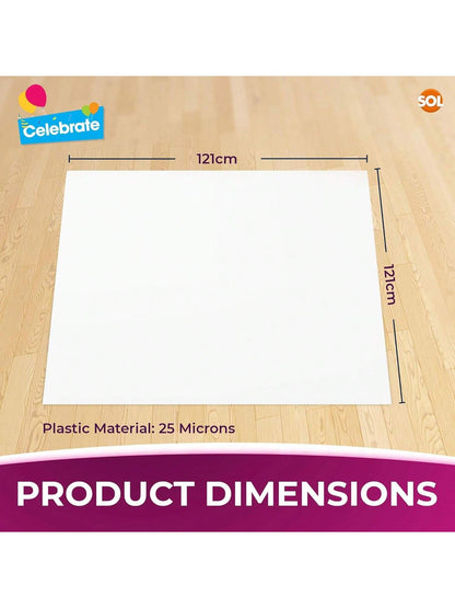 SOL 9pk White Table Cloth Party 121x121cm Plastic Cover Tablecloth Disposable For Parties - Heavy Duty Spill Protection - Opaque Design For Weddings, Buffets, Catering, Gender Reveals & Events