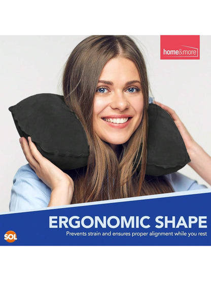 SOL 1pk Inflatable Neck Cushion - Travel Neck Pillow With Earplugs & Eyemask, Compact Inflatable Travel Pillow For Flights, Trains & Cars, Lightweight Travel Pillow Set For Comfort On The Go