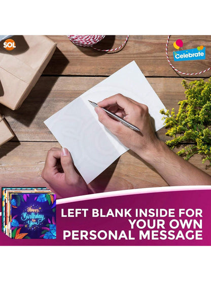 SOL 20pk Birthday Cards For Men Multipack & 20pcs Envelopes - 15x15cm Assorted Men Birthday Card - Thoughtful Messages, Durable, Elegant Designs, Perfect For Special Celebrations And Creating Memories