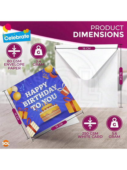 SOL 20pk Birthday Cards For Men Multipack & 20pcs Envelopes - 15x15cm Assorted Men Birthday Card - Thoughtful Messages, Durable, Elegant Designs, Perfect For Special Celebrations And Creating Memories