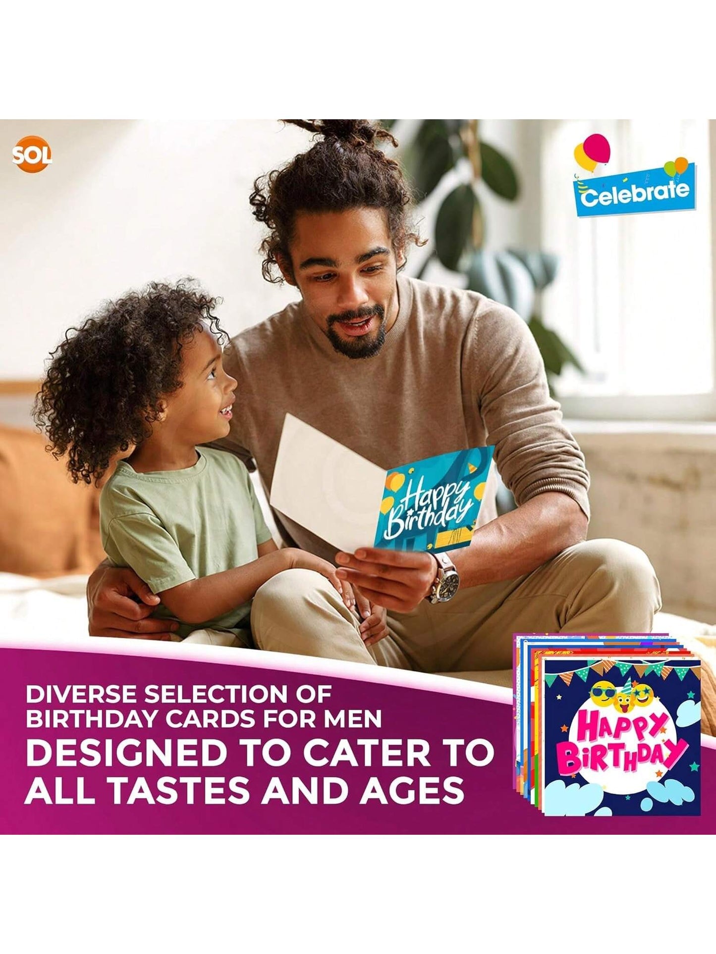SOL 20pk Birthday Cards For Men Multipack & 20pcs Envelopes - 15x15cm Assorted Men Birthday Card - Thoughtful Messages, Durable, Elegant Designs, Perfect For Special Celebrations And Creating Memories