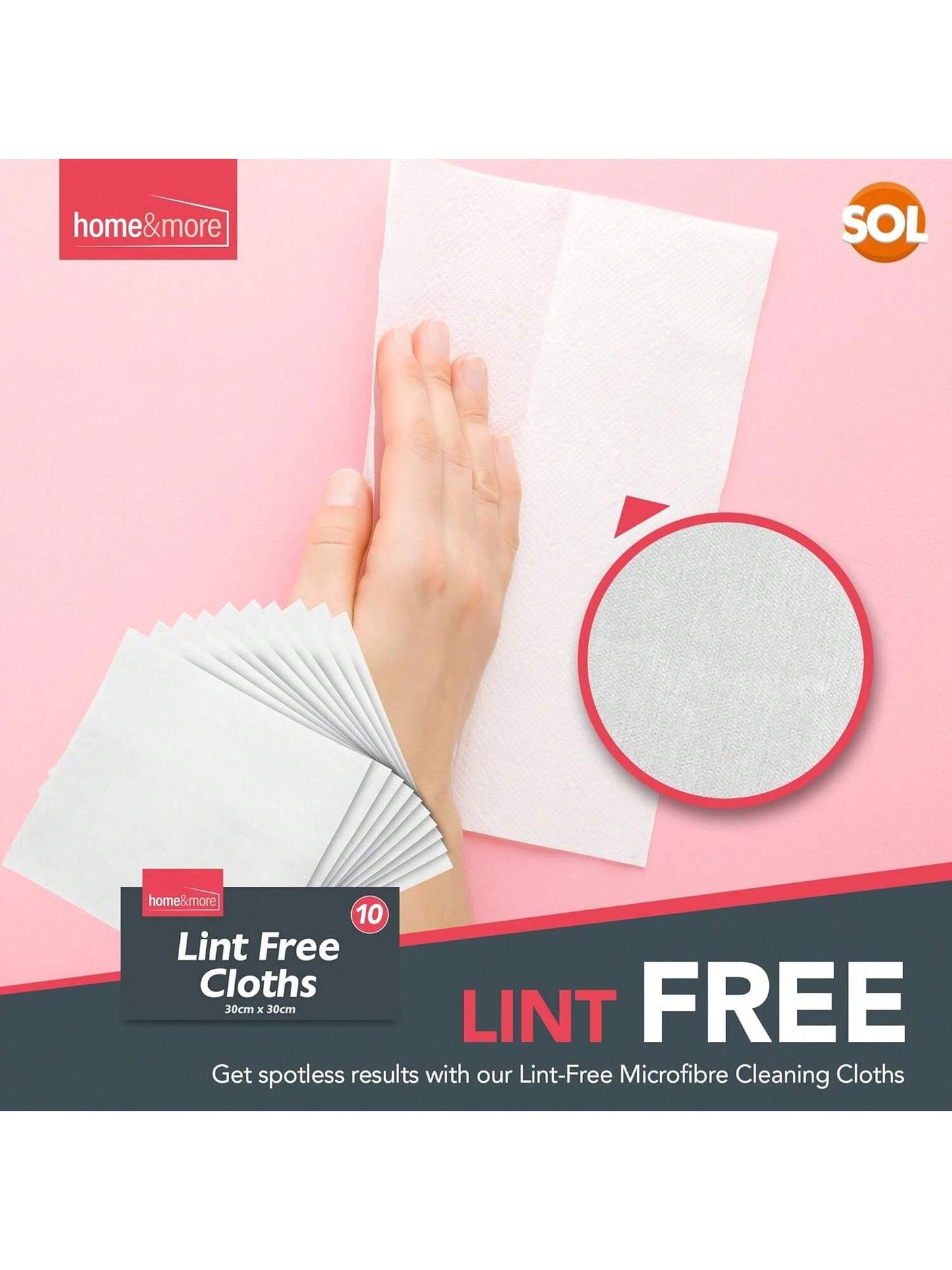 SOL 10pk Lint Free Cloths For Oiling Wood, 30x30cm Cleaning Cloths, Reusable, Soft, Durable, And Scratch-Free, Perfect For Screen Cleaning, Glass And Dust Removal, Ideal For Home, Office And Car Use