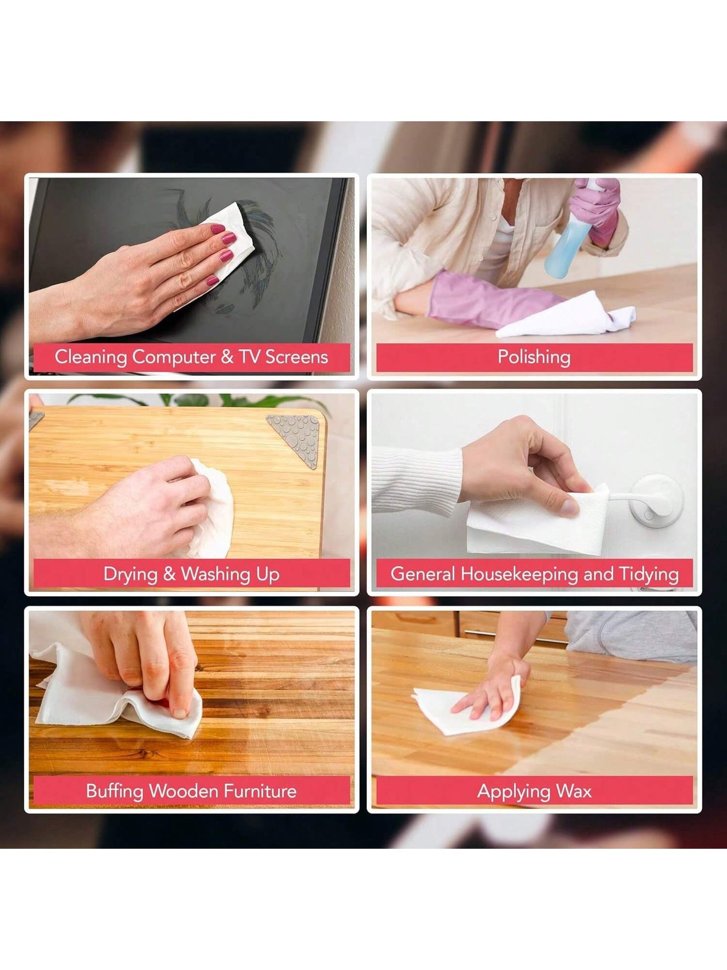 SOL 10pk Lint Free Cloths For Oiling Wood, 30x30cm Cleaning Cloths, Reusable, Soft, Durable, And Scratch-Free, Perfect For Screen Cleaning, Glass And Dust Removal, Ideal For Home, Office And Car Use