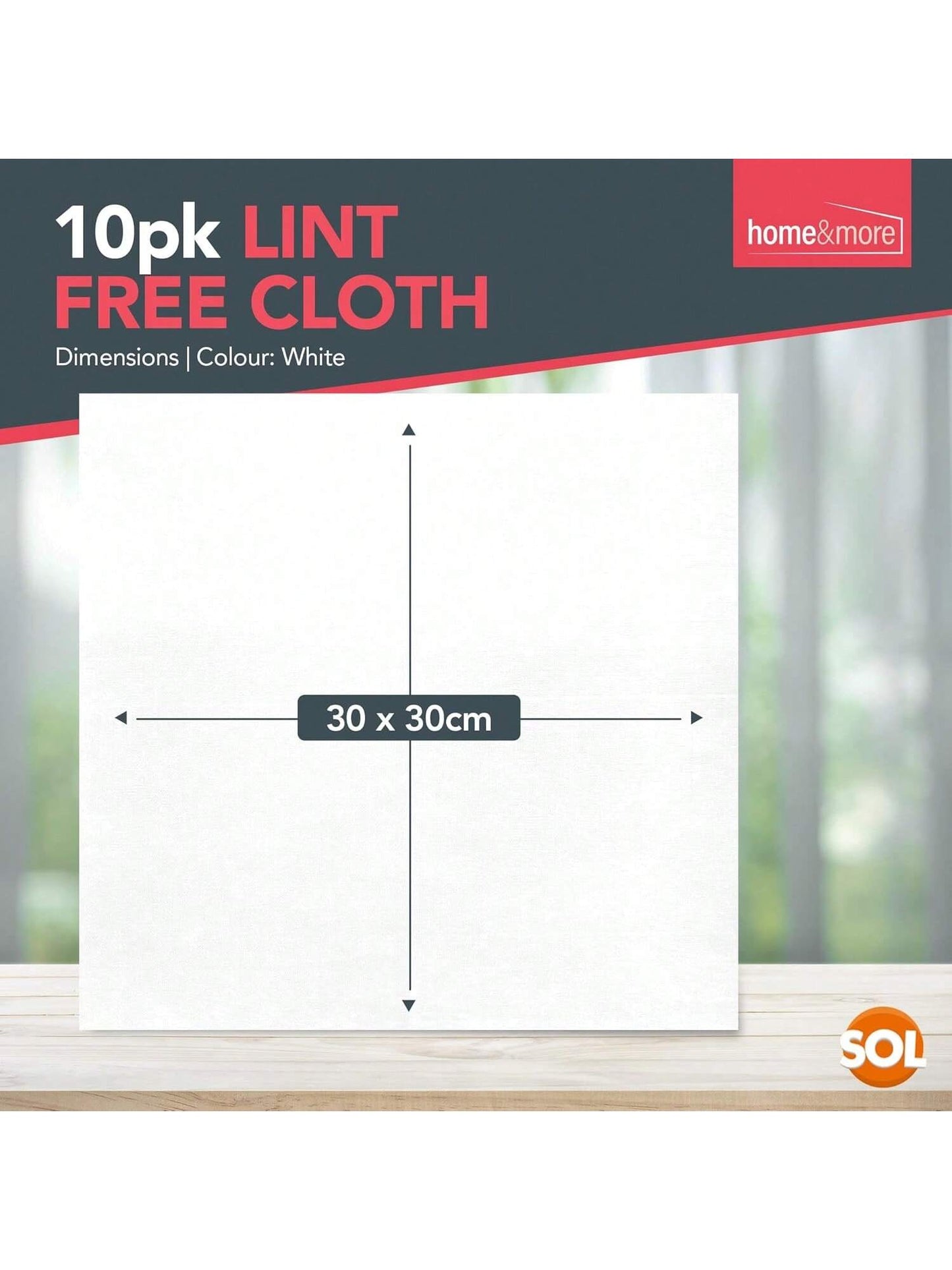 SOL 10pk Lint Free Cloths For Oiling Wood, 30x30cm Cleaning Cloths, Reusable, Soft, Durable, And Scratch-Free, Perfect For Screen Cleaning, Glass And Dust Removal, Ideal For Home, Office And Car Use