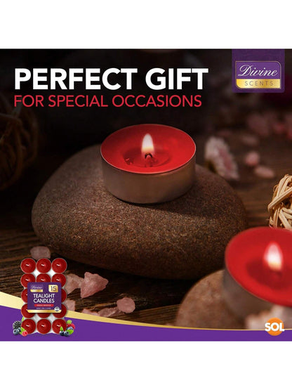 SOL 30pk Tea Light Candles Fresh Berries – 3.5 Hour Burn Time, Scented Tea Lights, Long-Lasting And Ideal For Home, Relaxation, Romantic Dinners, Weddings, Festive Decor, Cosy Evenings