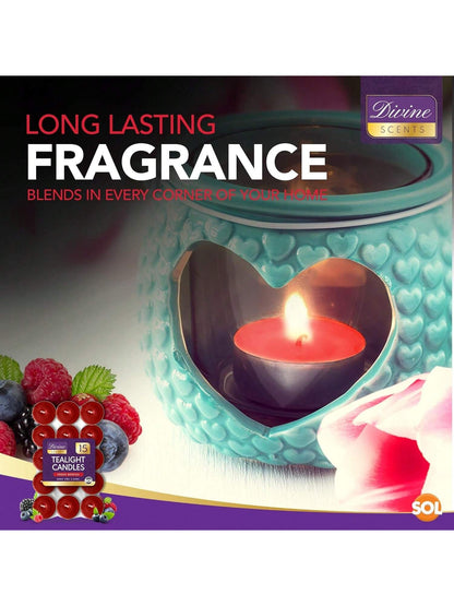 SOL 30pk Tea Light Candles Fresh Berries – 3.5 Hour Burn Time, Scented Tea Lights, Long-Lasting And Ideal For Home, Relaxation, Romantic Dinners, Weddings, Festive Decor, Cosy Evenings