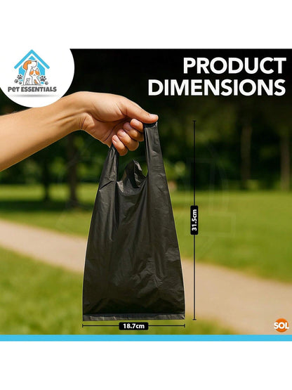 SOL 100pk Dog Poo Bags With Tie Handles - 31.5cm X 18.7cm Leak-Proof And Durable Dog Bags For Poop, Easy To Use And Carry, Perfect For Daily Walks, Travel, And Clean Waste Disposal