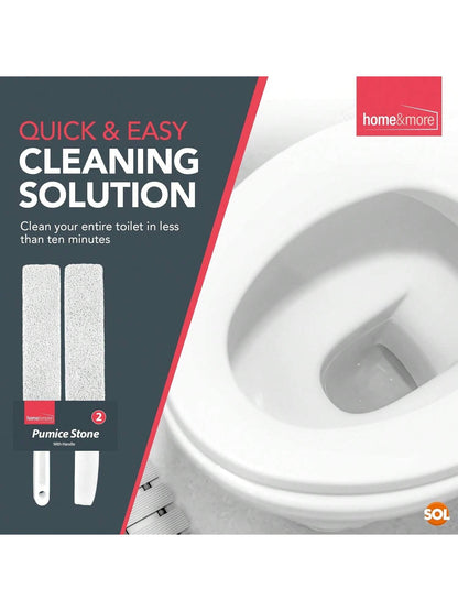 [2 Pack] SOL Pumice Stone For Toilet, 23.5cm Toilet Pumice Cleaning Stone With Handle For Easy Reach, Removes Hard Water Stains, Limescale & Rust From Toilet, Bathroom, Porcelain & Ceramic