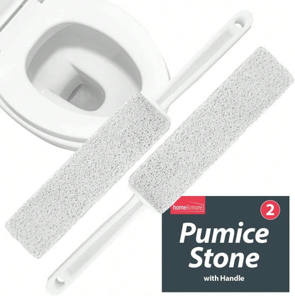 [2 Pack] SOL Pumice Stone For Toilet, 23.5cm Toilet Pumice Cleaning Stone With Handle For Easy Reach, Removes Hard Water Stains, Limescale & Rust From Toilet, Bathroom, Porcelain & Ceramic