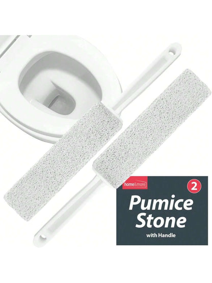 [2 Pack] SOL Pumice Stone For Toilet, 23.5cm Toilet Pumice Cleaning Stone With Handle For Easy Reach, Removes Hard Water Stains, Limescale & Rust From Toilet, Bathroom, Porcelain & Ceramic