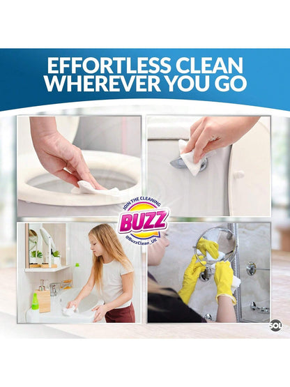 Buzz 220pk Bathroom Anti-Bac Wipes ,Ocean Scents Antibacterial Toilet Cleaning Sheets, Ultra-Strong Large Multi-Surface Cloths For Floors, Desk, Kitchen, Soap Scum Remover