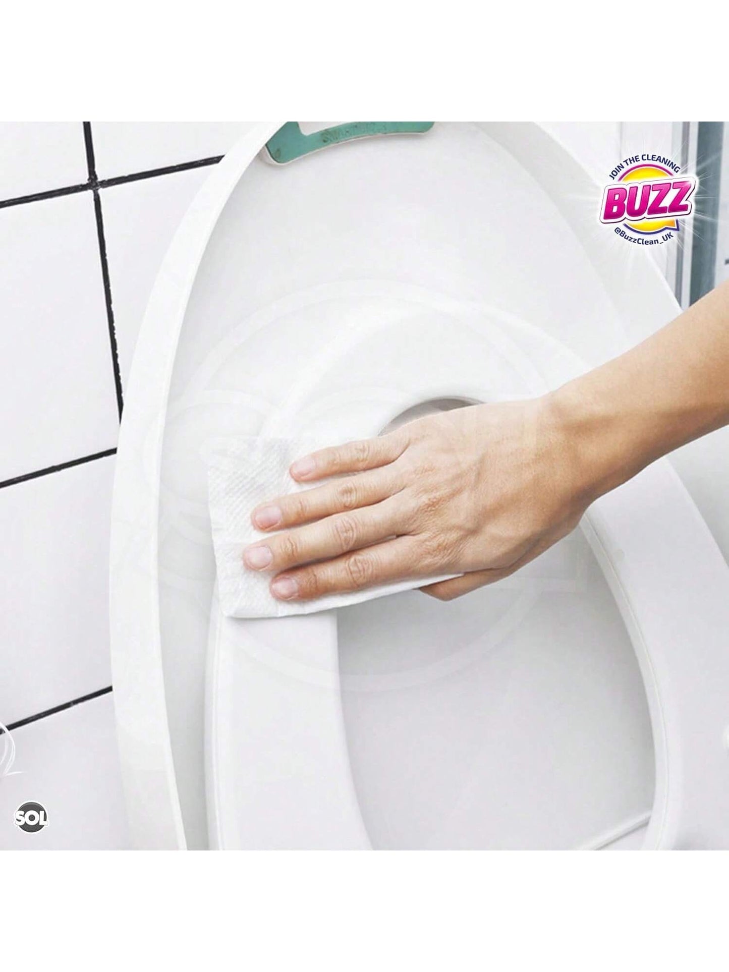 Buzz 220pk Bathroom Anti-Bac Wipes ,Ocean Scents Antibacterial Toilet Cleaning Sheets, Ultra-Strong Large Multi-Surface Cloths For Floors, Desk, Kitchen, Soap Scum Remover