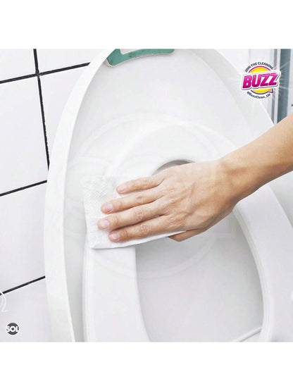 Buzz 220pk Bathroom Anti-Bac Wipes ,Ocean Scents Antibacterial Toilet Cleaning Sheets, Ultra-Strong Large Multi-Surface Cloths For Floors, Desk, Kitchen, Soap Scum Remover