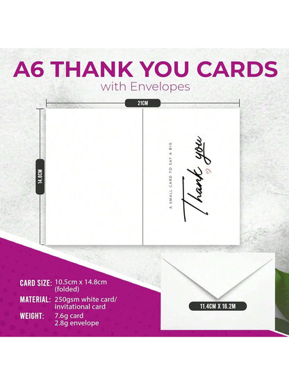 SOL 18pc Thank You Cards Multipack With Envelopes - Premium 250 GSM White Cardstock - A6 Small Size, Blank Inside. Bulk Pack For Wedding, Business, Greeting, Bridesmaid, Easter, Teacher Appreciation.