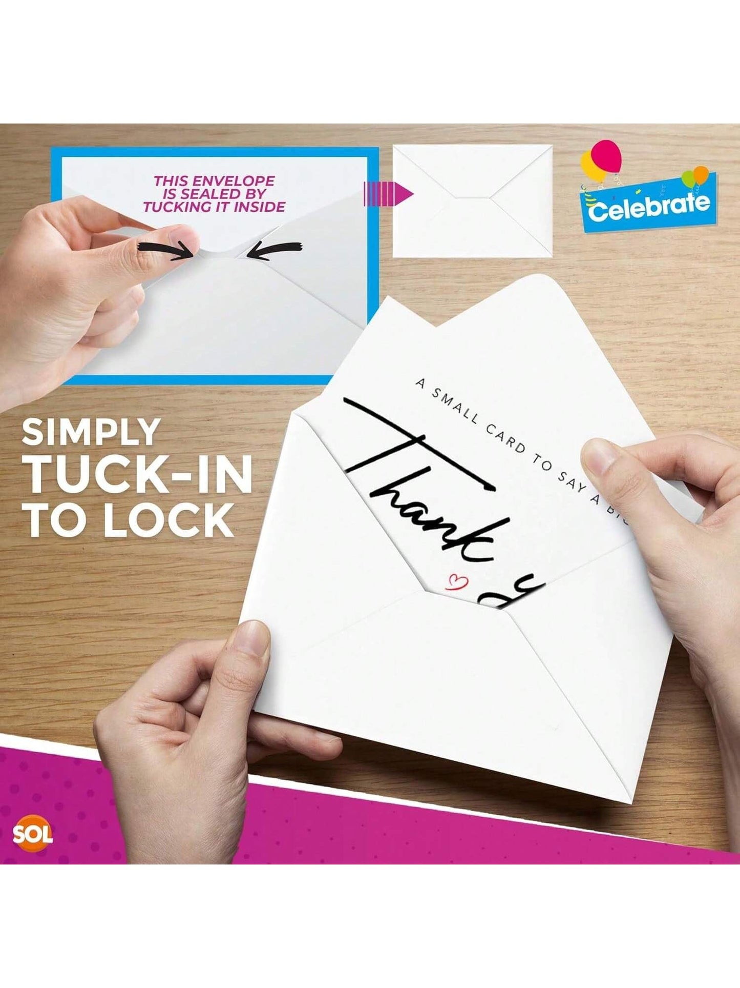 SOL 18pc Thank You Cards Multipack With Envelopes - Premium 250 GSM White Cardstock - A6 Small Size, Blank Inside. Bulk Pack For Wedding, Business, Greeting, Bridesmaid, Easter, Teacher Appreciation.