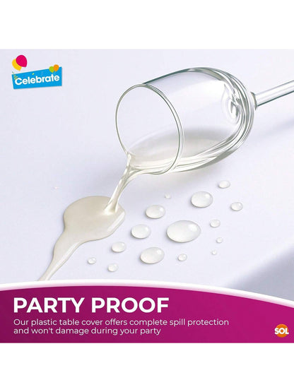 SOL 4pk Long White Table Cloth Party 274x137cm Plastic Cover Disposable Tablecloths For Parties - Heavy Duty Spill Protection - Opaque Design For Weddings, Buffets, Catering, Outdoor & Theme Events