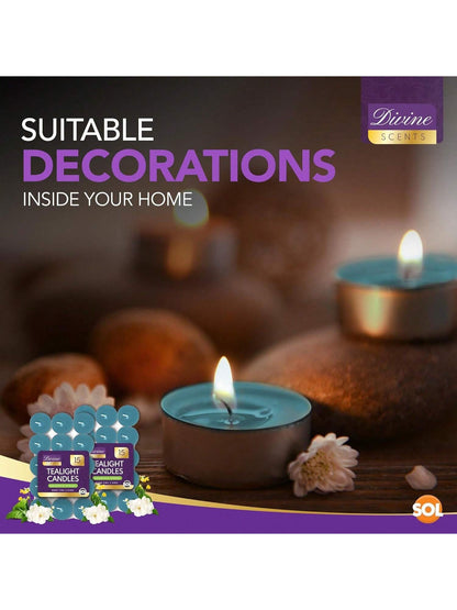 SOL 30pk Tea Light Candles Mountain Spring – 3.5 Hour Burn Time, Scented Tea Lights With A Refreshing Fragrance - Ideal For Home, Relaxation, Romantic Dinners, Weddings, Festive Decor, Cosy Evenings