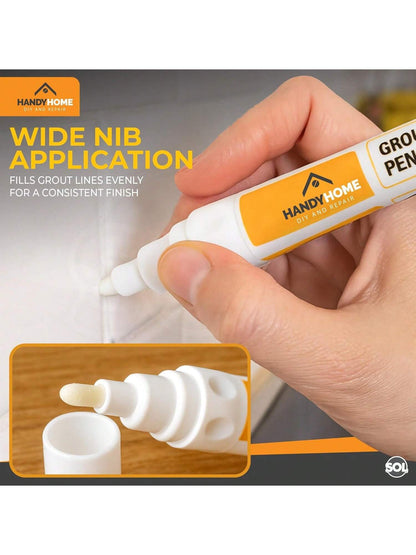 SOL 2pk Grout Pen – Tile Marker For Refreshing Grout Lines – Easy To Use Reviver For Bathroom, Kitchen, Wall And Floor Tiles – Quick Drying Coverage For A Clean And Neat Finish