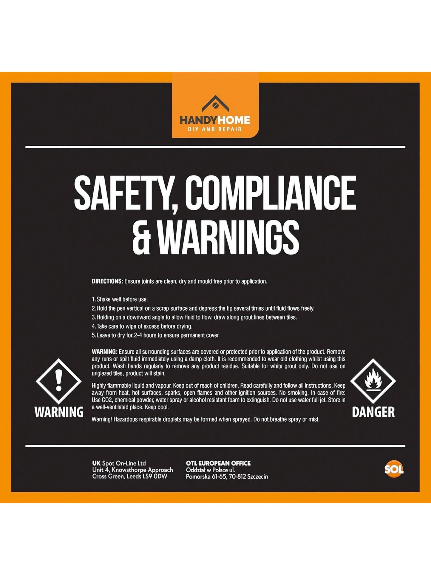 SOL 2pk Grout Pen – Tile Marker For Refreshing Grout Lines – Easy To Use Reviver For Bathroom, Kitchen, Wall And Floor Tiles – Quick Drying Coverage For A Clean And Neat Finish