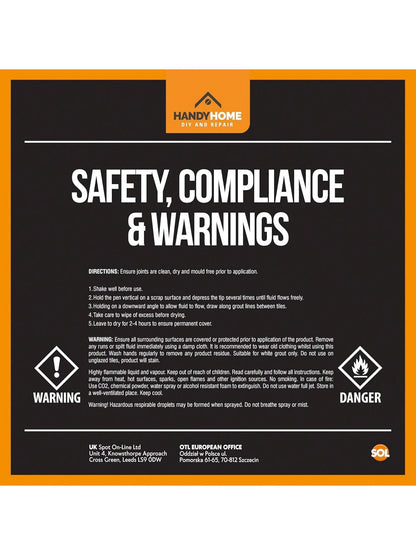 SOL 2pk Grout Pen – Tile Marker For Refreshing Grout Lines – Easy To Use Reviver For Bathroom, Kitchen, Wall And Floor Tiles – Quick Drying Coverage For A Clean And Neat Finish