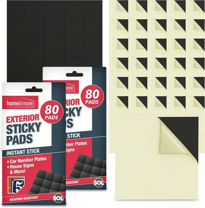 SOL 160pk Exterior Sticky Pads – 2x2cm Heavy Duty Double-Sided Adhesive Mounting Pads – Strong, Weatherproof, And Versatile For DIY Projects, Home, Office, Car, Wall Fixing, And Outdoor Applications