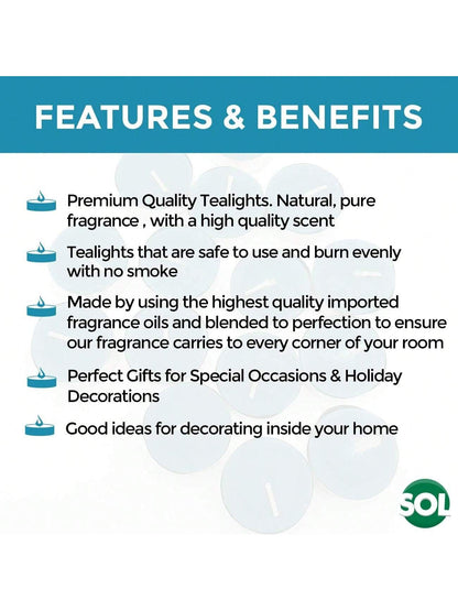 SOL 60pk Mixed Scented Tea Lights Candles - Fresh Berries, Lavender, Fresh Peach, Mountain Spring, Vanilla Scented Tea Lights, Long-Lasting For Home Decor, Aromatic, Cosy Evenings & Special Occasion