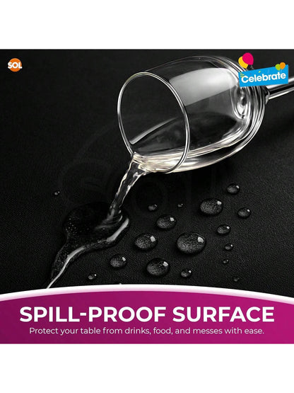 SOL 6pk Black Round Table Cloth Disposable 140cm Party Tablecloths For Circular Table - Durable Spill Protection - Perfect For Weddings, Buffets, Catering, Restaurants & Outdoor Events