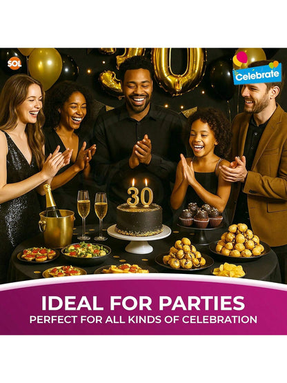 SOL 6pk Black Round Table Cloth Disposable 140cm Party Tablecloths For Circular Table - Durable Spill Protection - Perfect For Weddings, Buffets, Catering, Restaurants & Outdoor Events