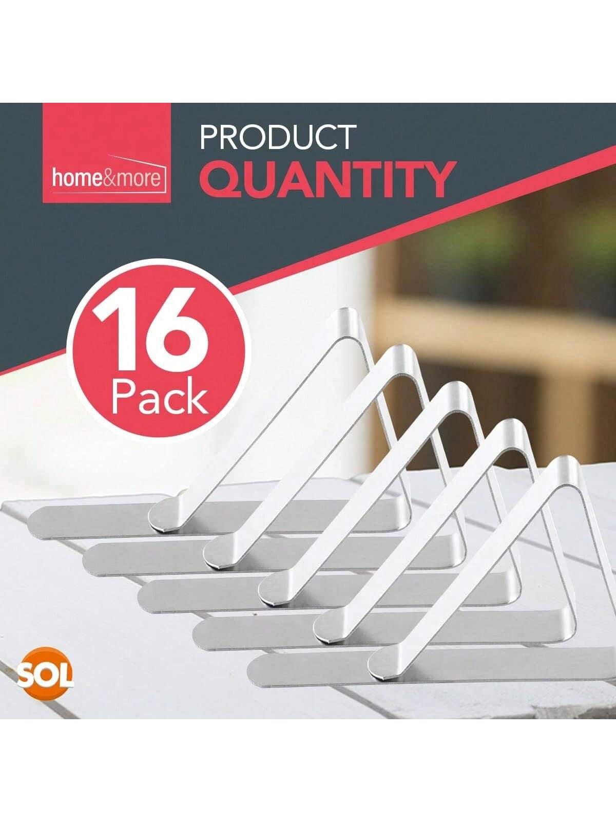 SOL 16pk Stainless Steel Tablecloth Clips - Metal Table Clips For Tablecloths, Party Tables, Indoor & Outdoor Use - Durable Tablecloth Holders