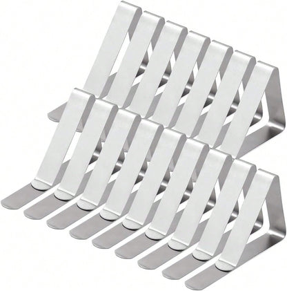 SOL 16pk Stainless Steel Tablecloth Clips - Metal Table Clips For Tablecloths, Party Tables, Indoor & Outdoor Use - Durable Tablecloth Holders