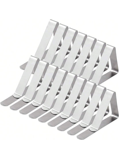 SOL 16pk Stainless Steel Tablecloth Clips - Metal Table Clips For Tablecloths, Party Tables, Indoor & Outdoor Use - Durable Tablecloth Holders